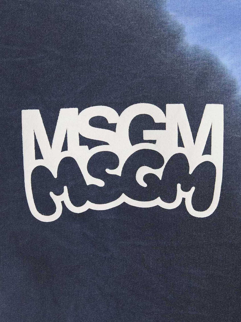 スウェット・トレーナー MSGM COTTON SWEATSHIRT WITH TIE DYE PRINT MSGM Multicolor Logo Print Tie Dye Sweatshirt for Men Online
