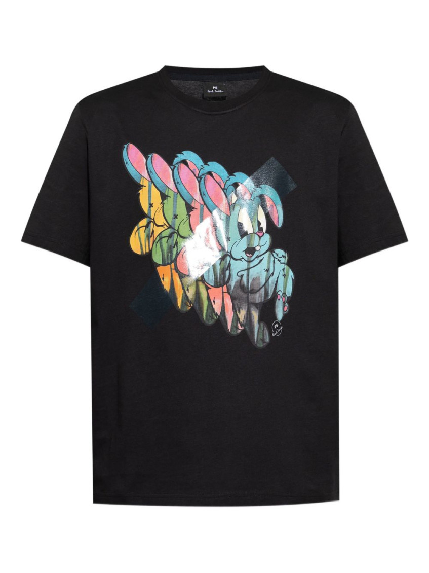 Ps By Paul Smith Ps Paul Smith Bunny Repeat Cotton T-shirt In Black