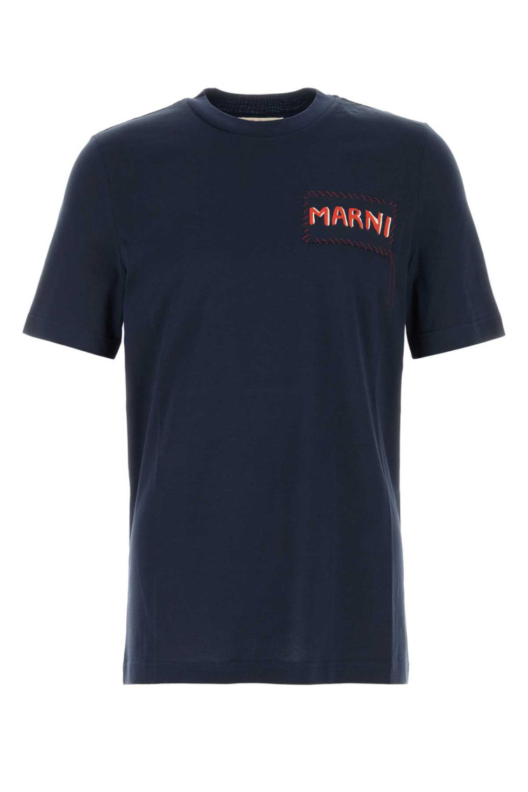 Marni Navy Blue Jersey T-shirt In Blue