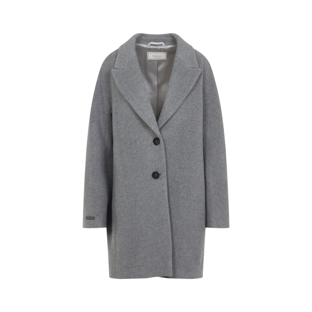 Peserico Mid-length Grey Coat With Notched Lapel In Multi