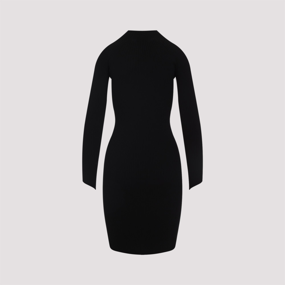 VIP価格★【Courreges】Circle Rib Black Viscose Mini Dress Courreges Black Circle Rib Viscose Mini Dress