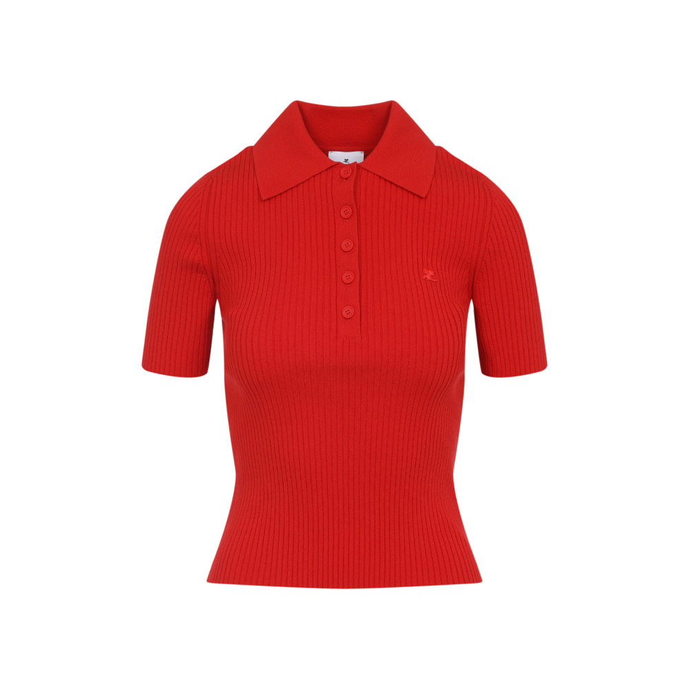 Courrèges Red Viscosa Blend Polo Shirt In Red