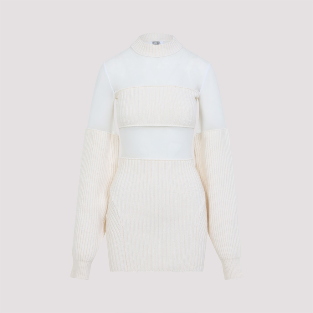 Jean Paul Gaultier White Wool Short Dress