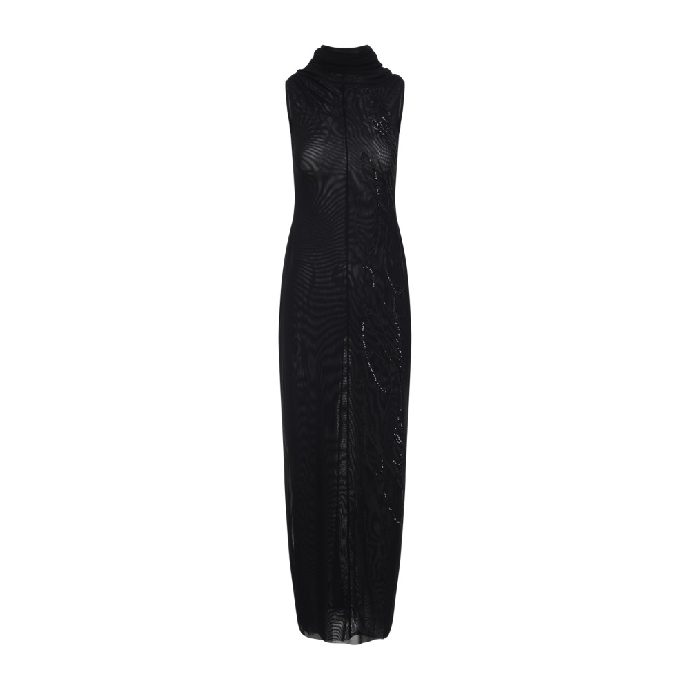 Jean Paul Gaultier Sheer Fabric Sequin Embellishments High Neckline In Black