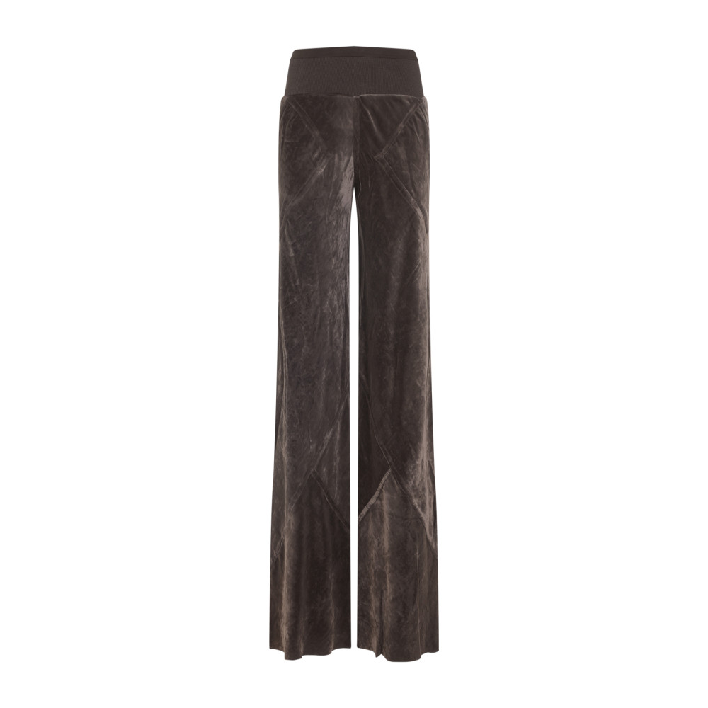 Rick Owens Wide-leg Trousers With Ribbed Waistband In Brown