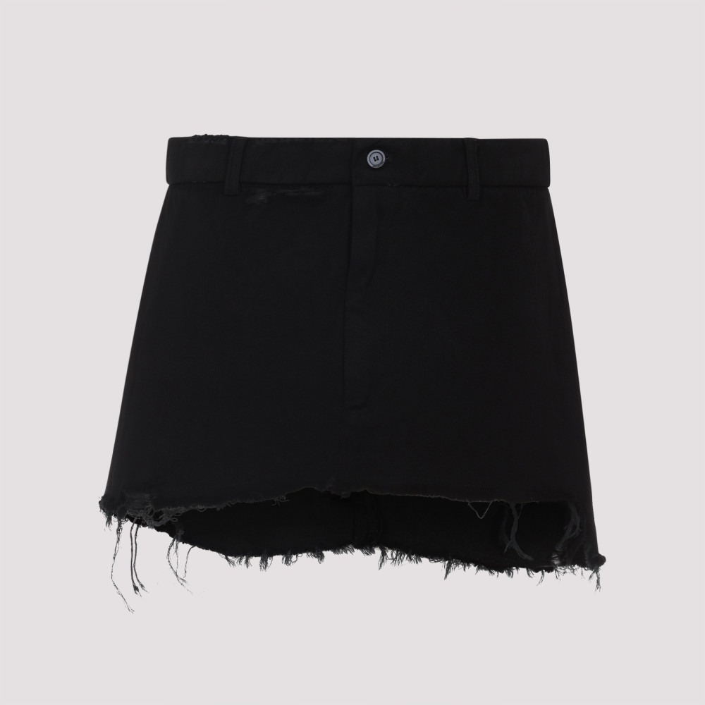 Balenciaga Distressed Asymmetric Mini Skirt In Black