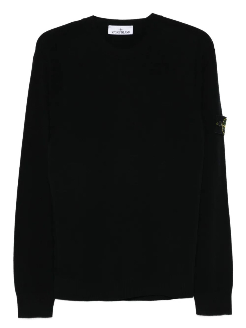 Stone Island Organic Cotton Crewneck Sweatshirt In Black