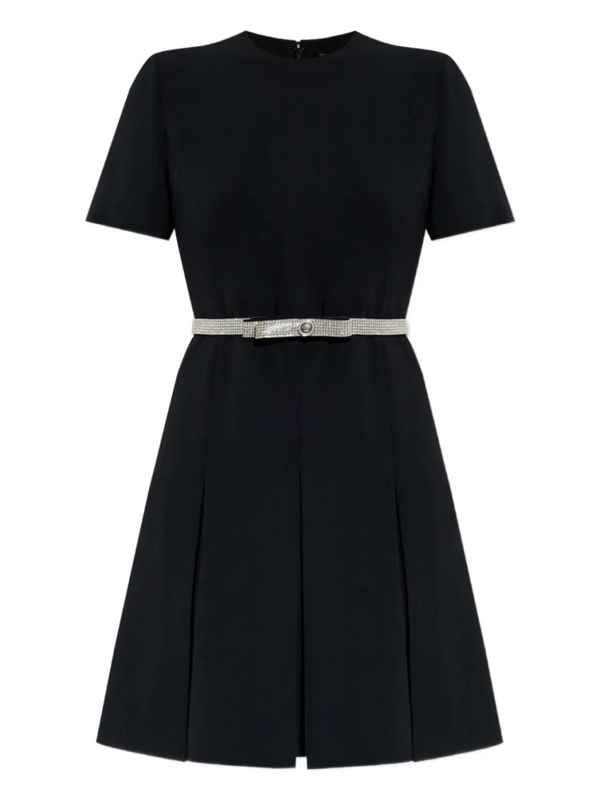 Versace Black Crystal-embellished Belt Cocktail Dress