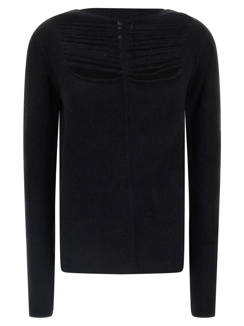 Rick Owens Ribbed-panel Long-sleeve Sweater In Black
