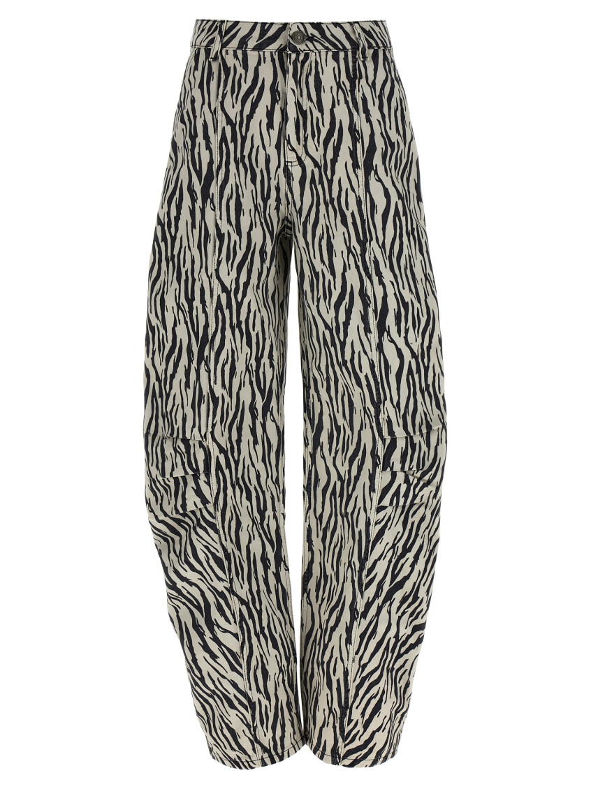Rotate Birger Christensen Printed Cotton Twill Cargo Pants In Black