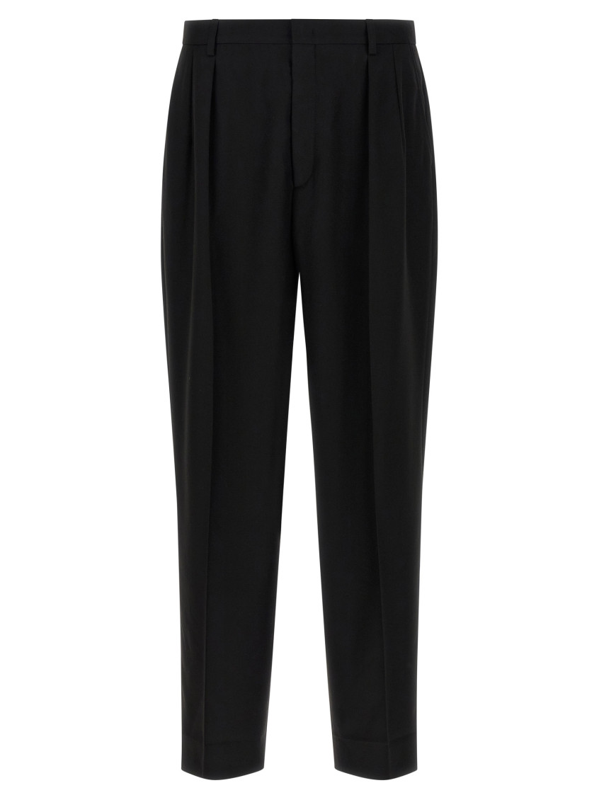 Cellar Door 'lucio' Pleated Front Trousers With Belt Loops In Black