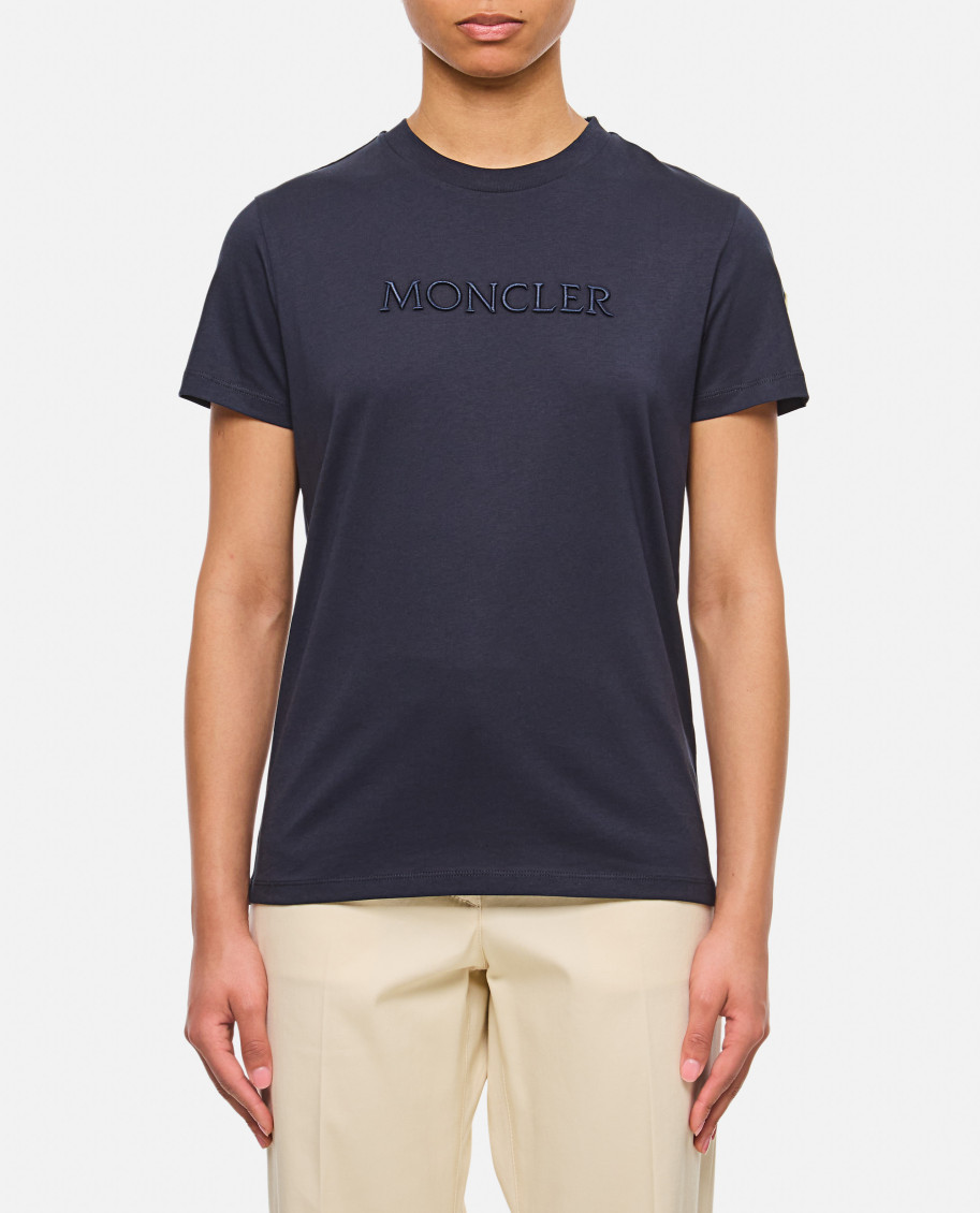 Moncler Women Logo T-shirt In Blue