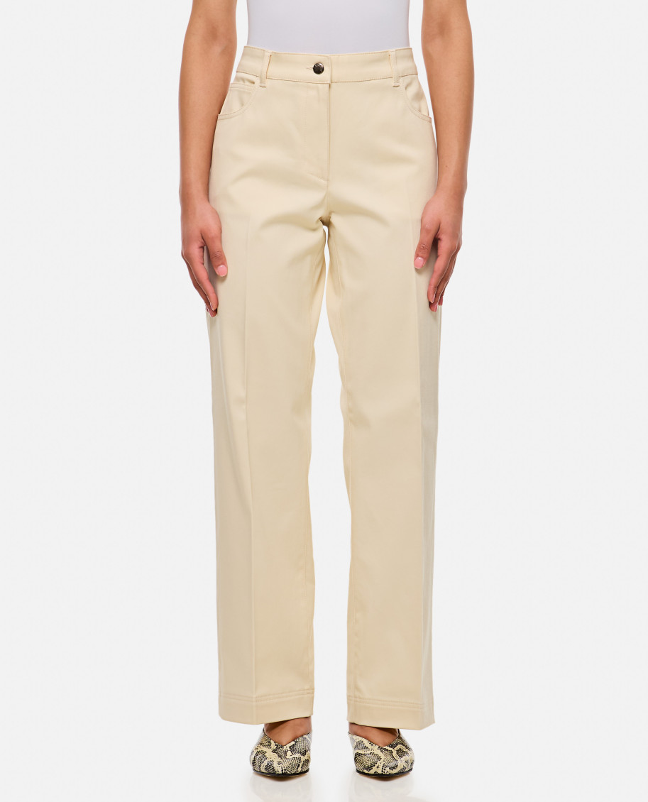 Moncler Beige Cotton Blend Pants In Sand