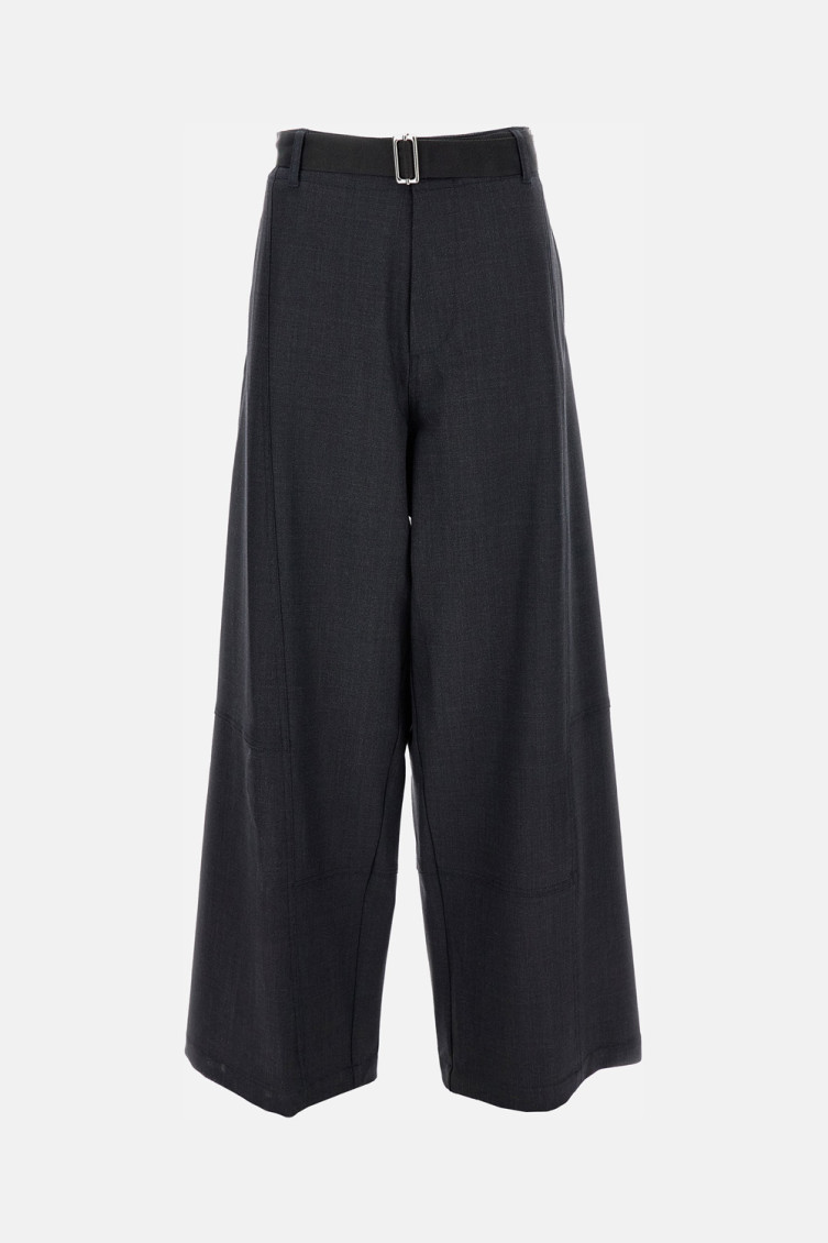 Plan C Grey Wool Trousers In Gray