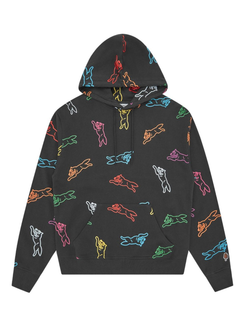 Icecream Grey Graphic Print Hoodie In Black