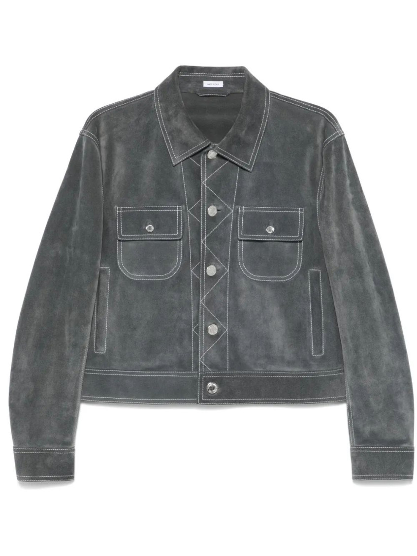 Thom Browne Backstrap Utility Jacket Contrast Stitching In Gray