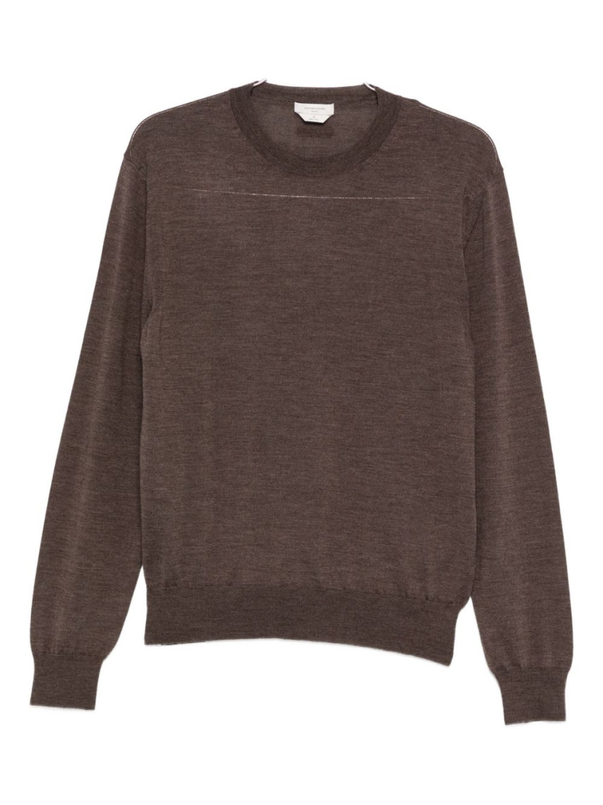 Jacob Cohen Men Wool And Silk Crewneck Sweater In Brown
