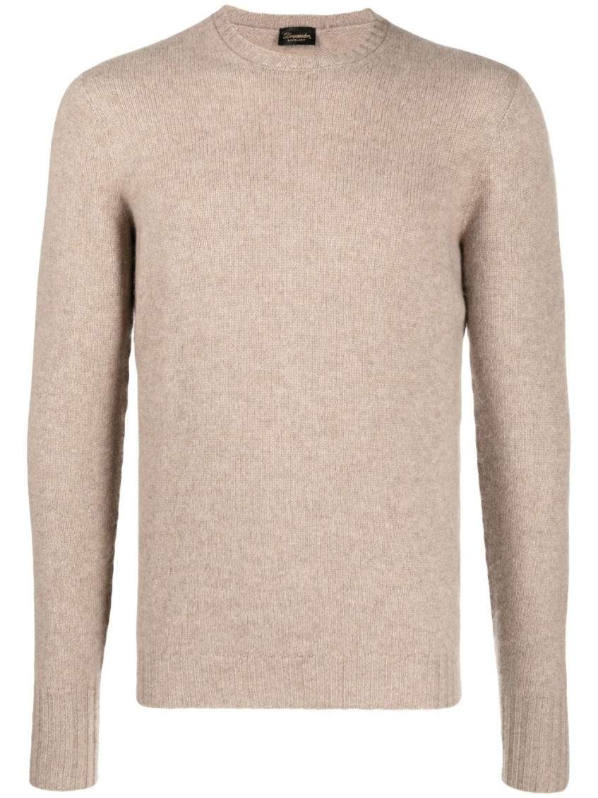 Drumohr Beige Long Sleeves Knitted Sweater In Brown
