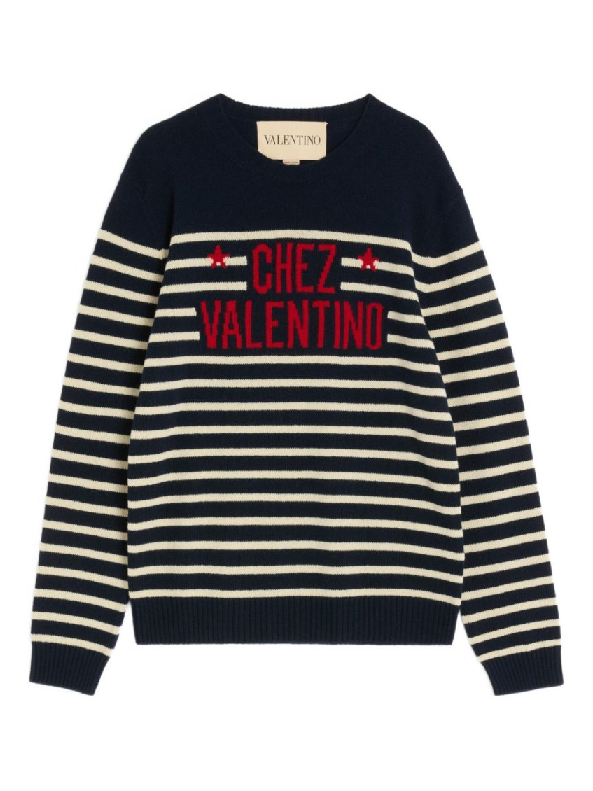 Valentino Garavani Crewneck Sweater With Bold Jacquard Motif In Multi