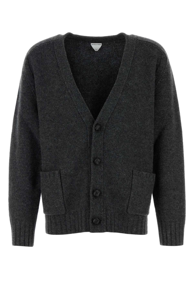 Bottega Veneta Cardigan In Lana In Gray