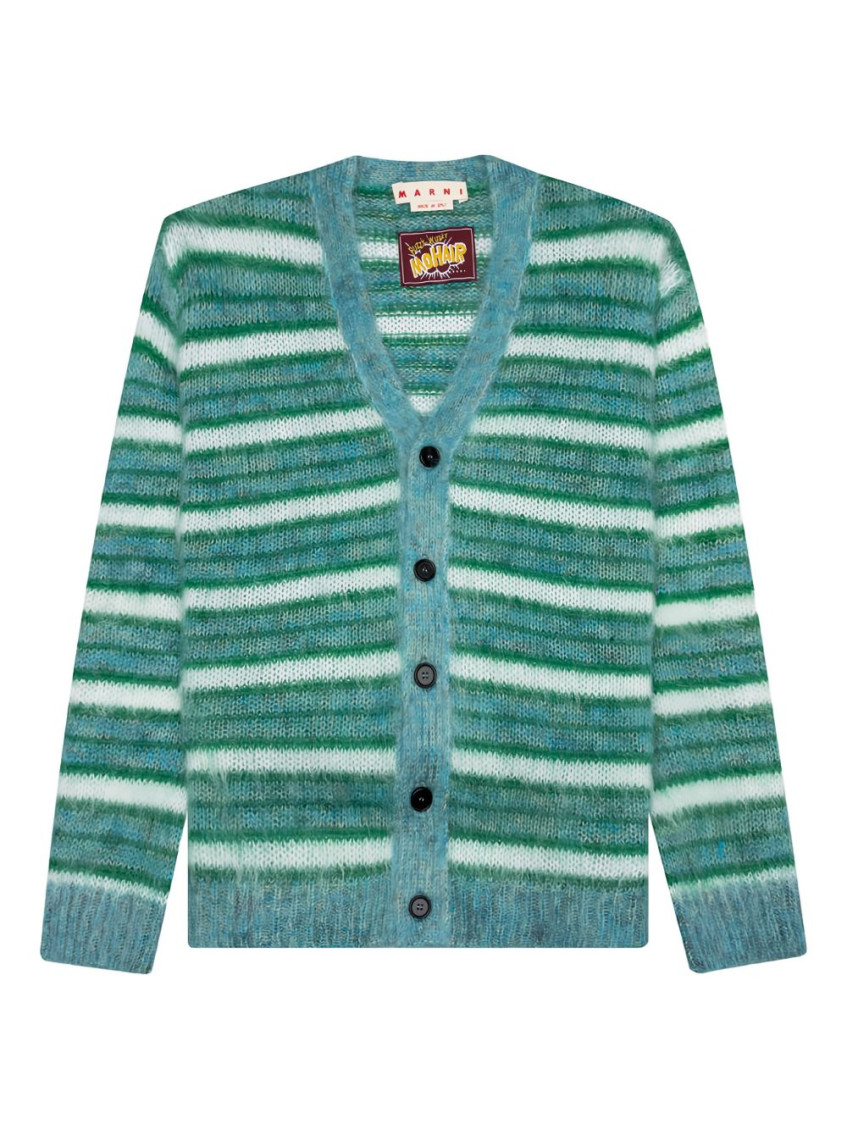 Marni Embroidered Mohair Blend Cardigan In Multi