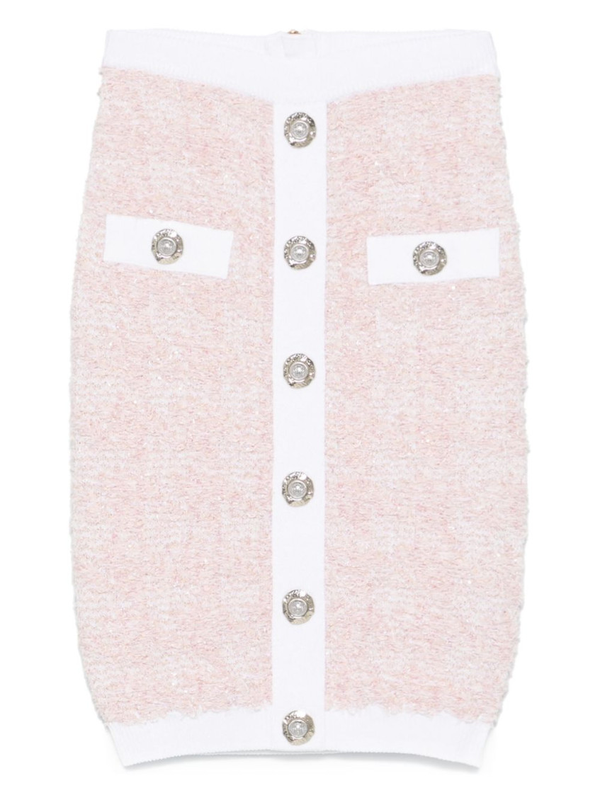 Balmain Tweed Skirt In Pink