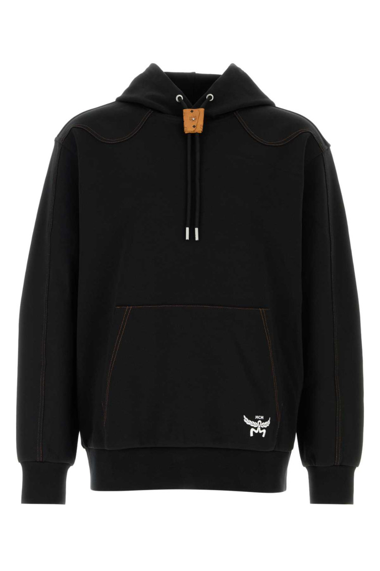 Mcm Stretch Polyester Blend Hooded Sweatshirt In Black