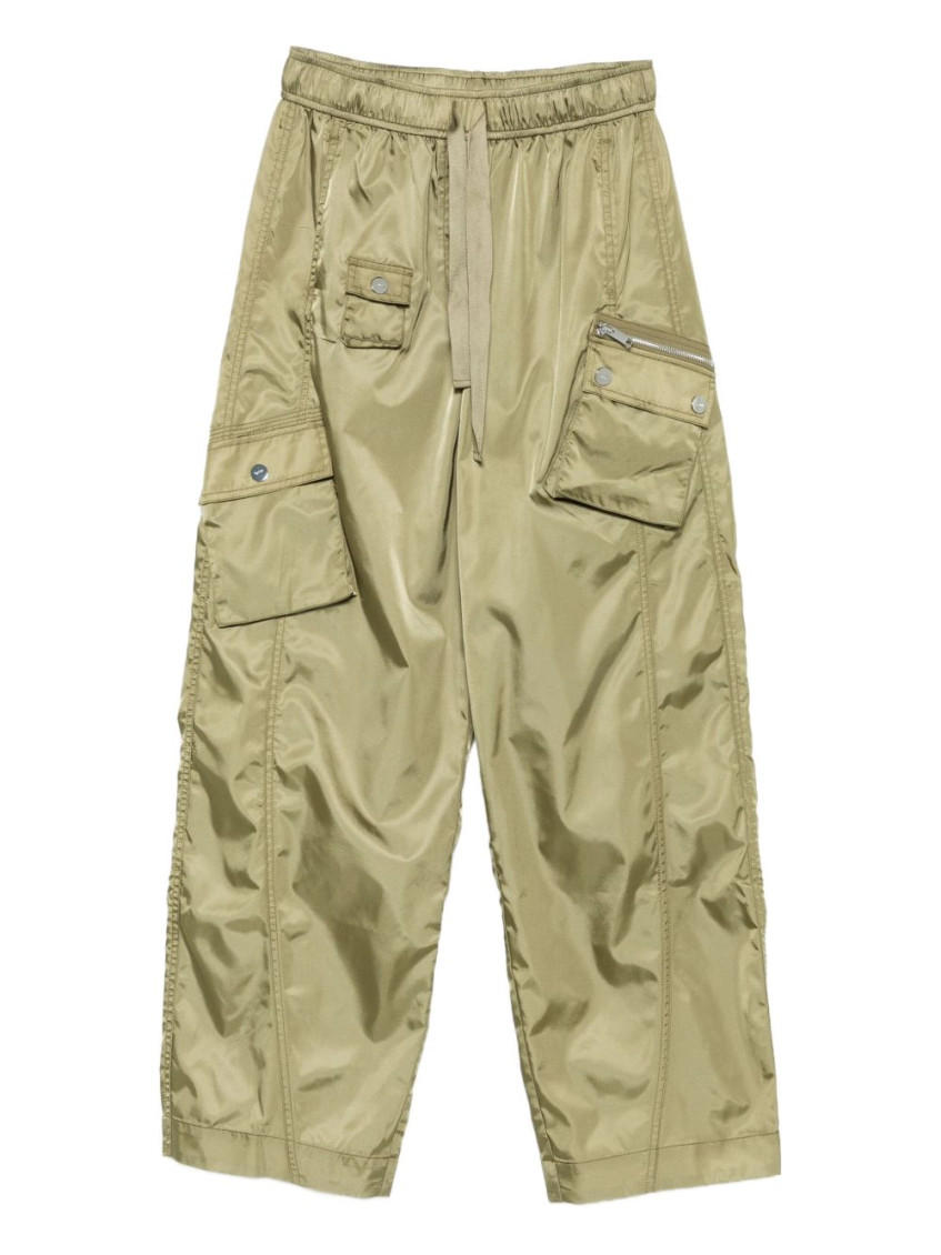 Ganni Womens Boa Elasticated Patch-pocket Shell Trousers In Green