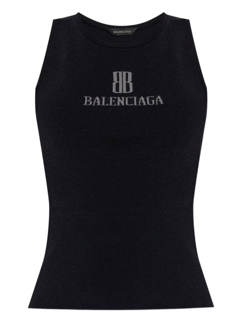 Balenciaga Women Logo Tank Top In Black