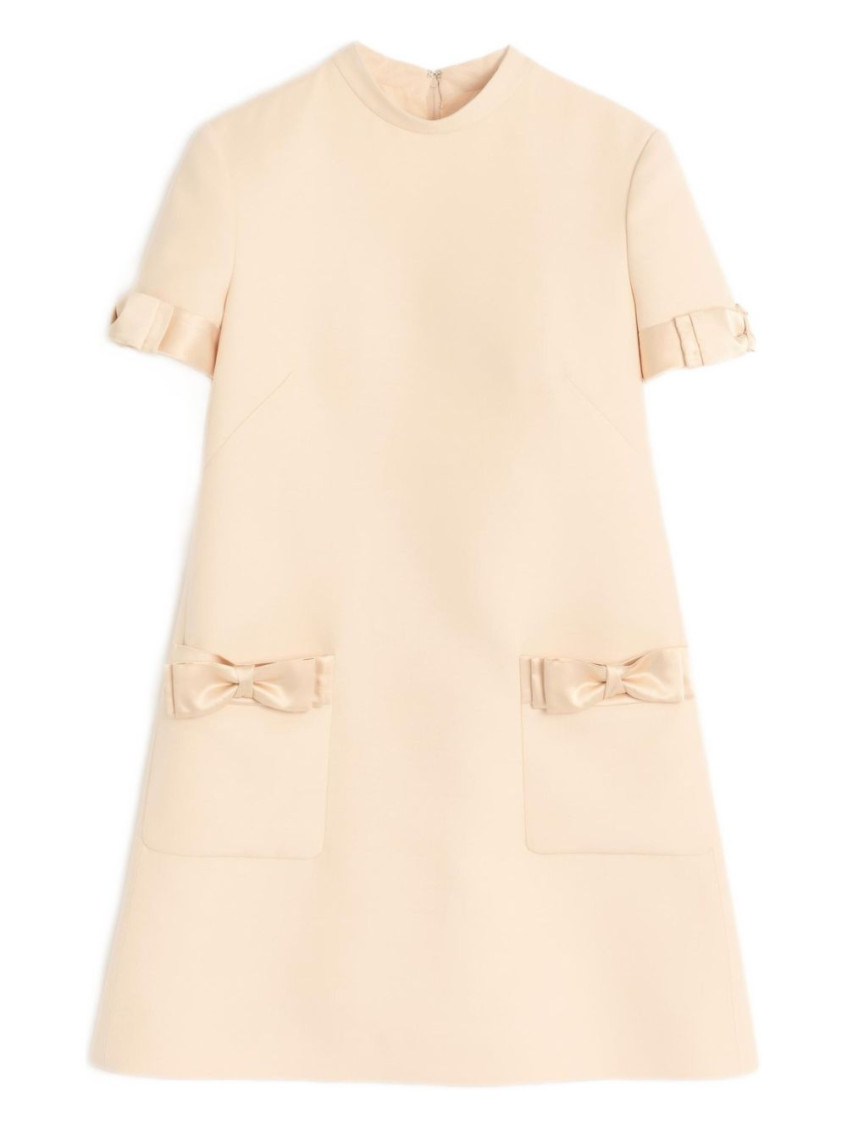 Valentino Beige Wool And Silk Short Dress In Neutral
