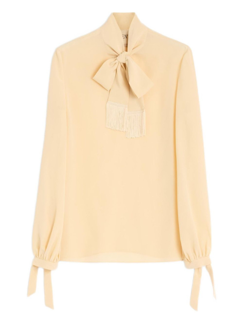 Valentino Light Yellow Crepe De Chine Top In Neutral