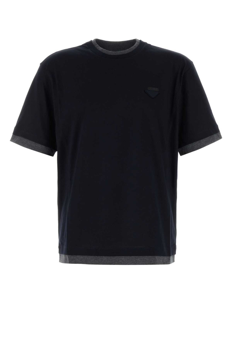 Prada Midnight T-shirt With Short Sleeves In Black