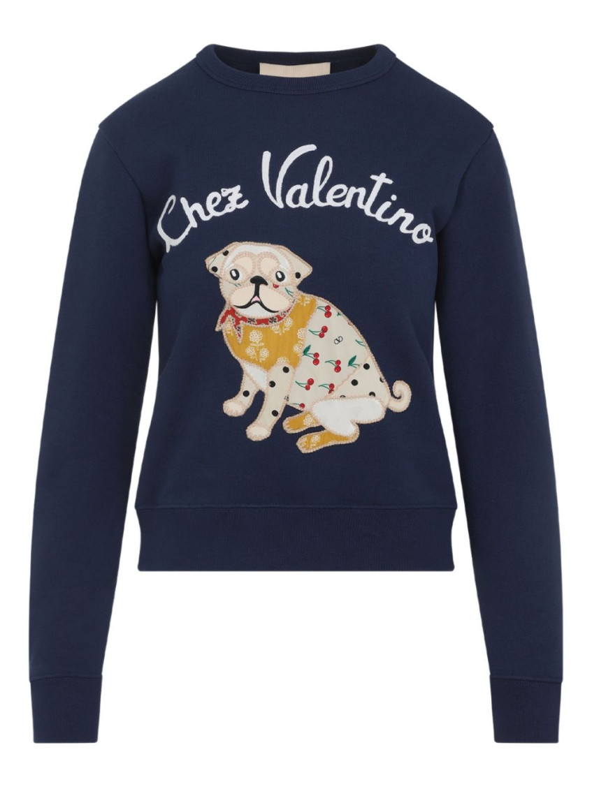 Valentino Cotton Sweatshirt In Blue