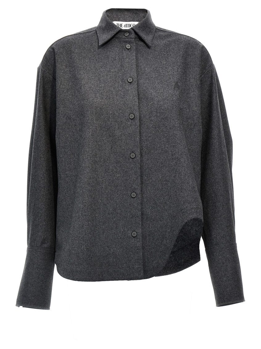 Attico Dark Grey Wool Blend Eliza Shirt In Grey