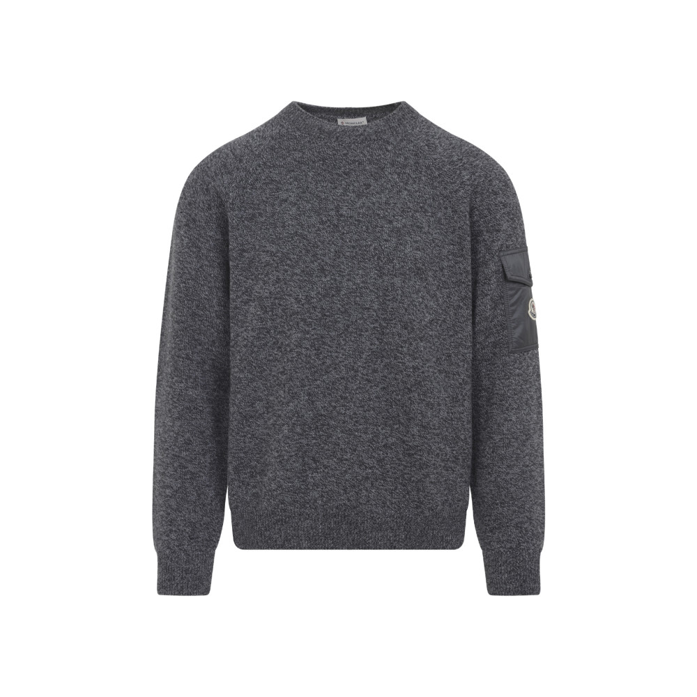 Moncler Wool Cashmere Pocket Sweater In Gray