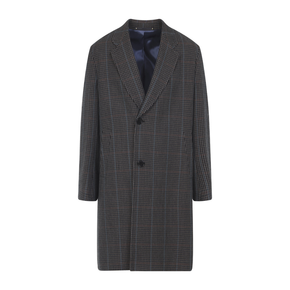 Paul Smith Men's Overcoat With Notch Lapel And Back Belt Detail In Multi