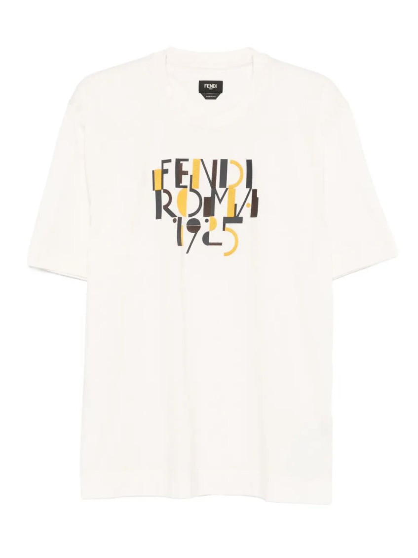 Fendi Roma 1925 Print Cotton T-shirt Clothing In White