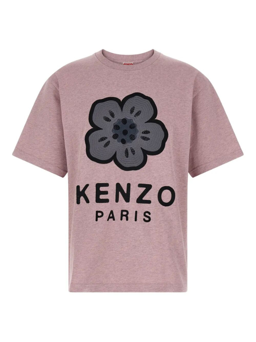 Kenzo Boke Flower Embroidered Oversized Cotton T-shirt Clothing In Pink