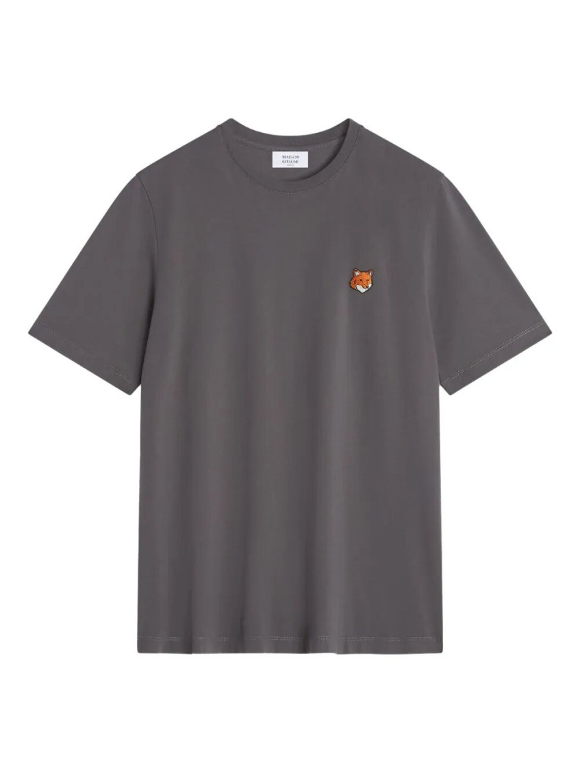 Maison Kitsuné Fox Head Regular Fit Cotton T-shirt In Gray