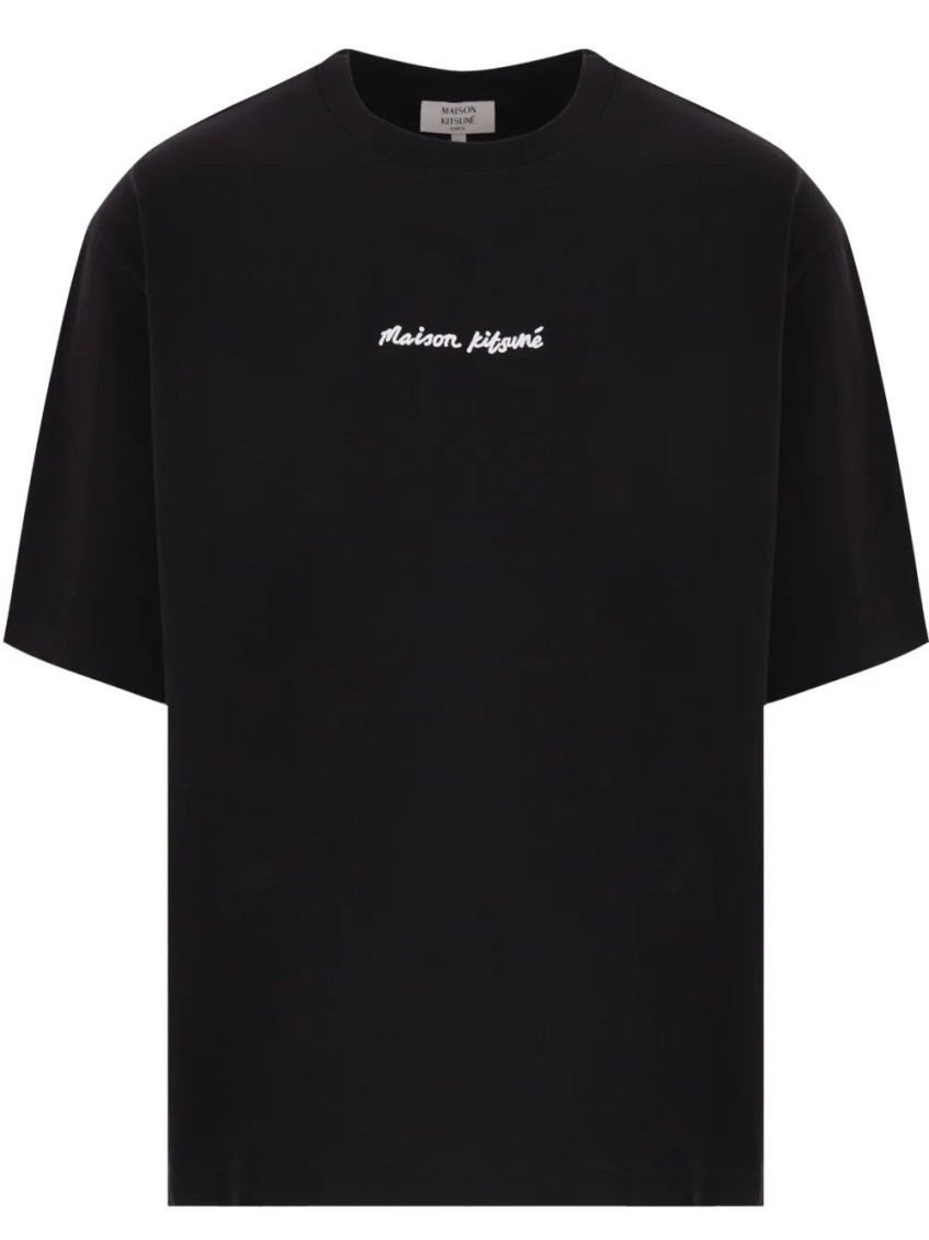Maison Kitsuné Maison Kitsune Line Handwriting Oversized T-shirt In Black