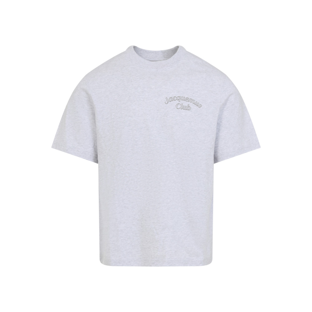 Jacquemus Grey Cotton T-shirt With Embroidered Logo In Red