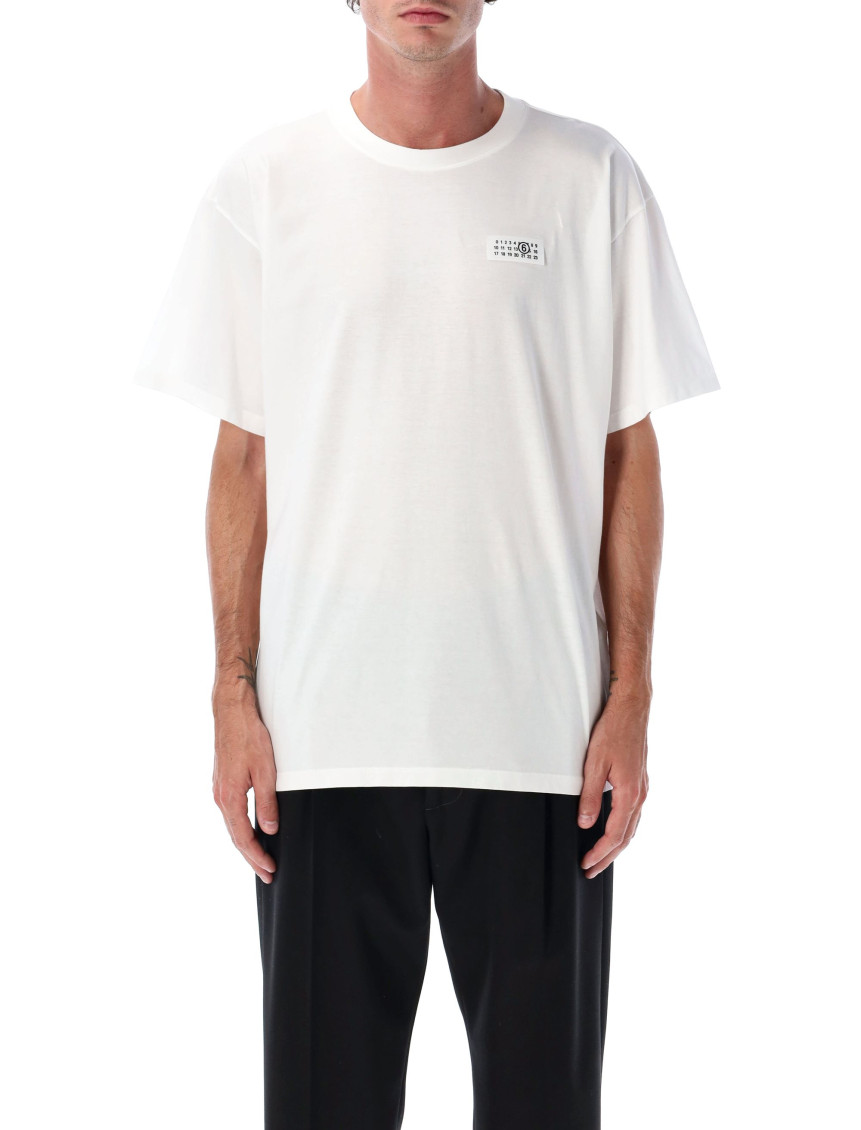 Mm6 Maison Margiela Mm6 By Maison Margiela Relaxed-fit Crew Neck T-shirt With Graphic Print In Gray