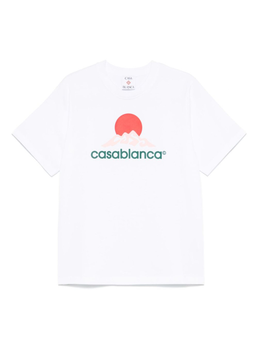 Casablanca White Crewneck T-shirt With Logo On The Front In Cotton Man In White