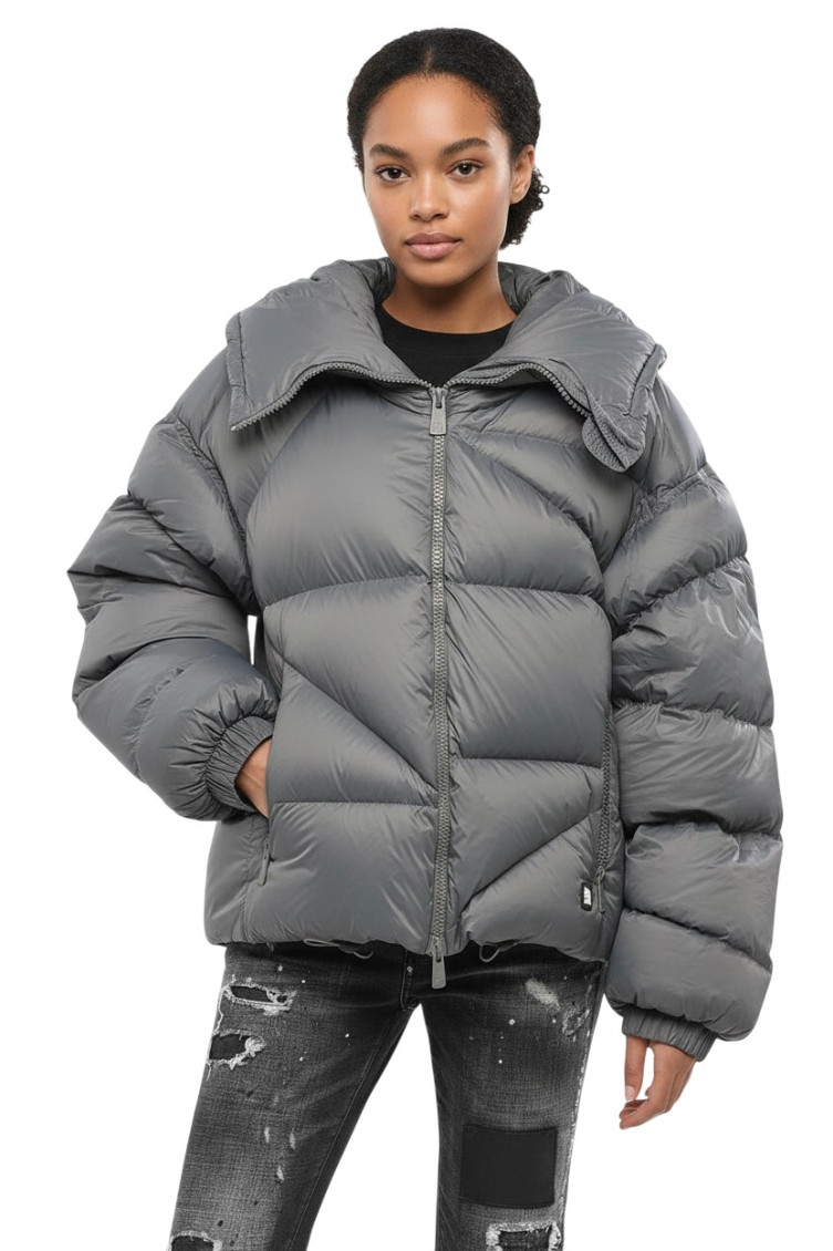 Bacon Grey Quilted Hood Jacket