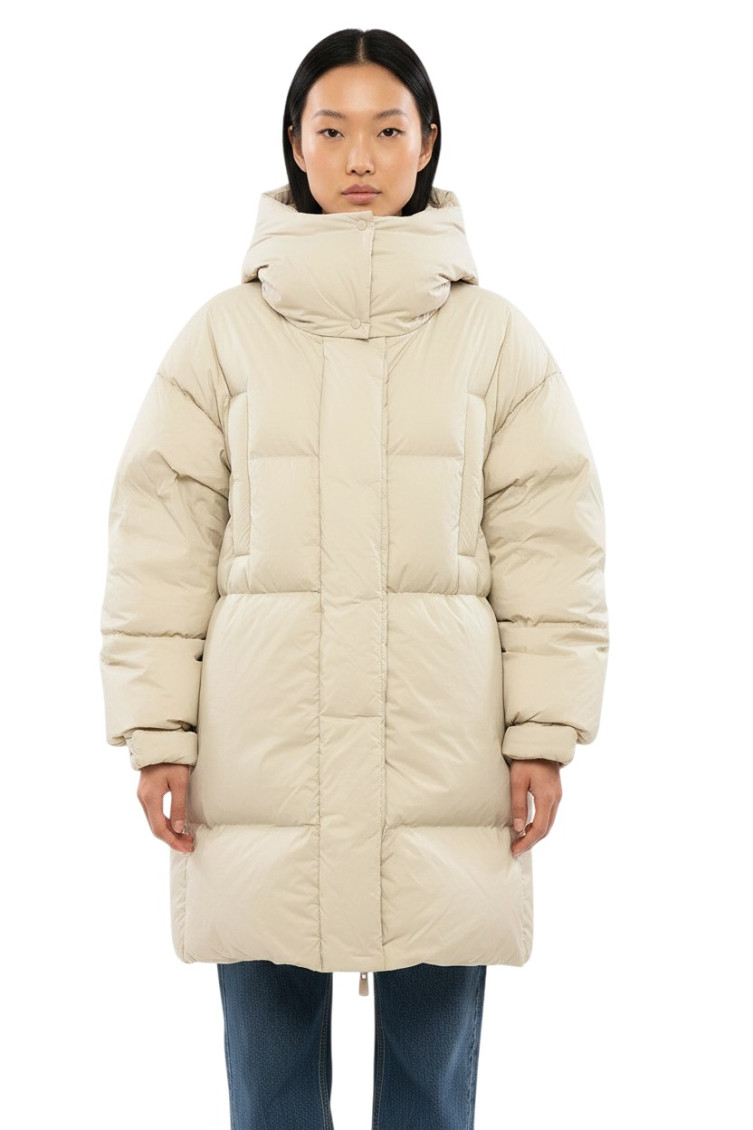 Bacon Beige Solid Hood Jacket