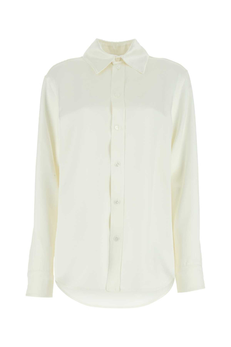 Bottega Veneta Ivory Satin Button-up Shirt For Women In Off White