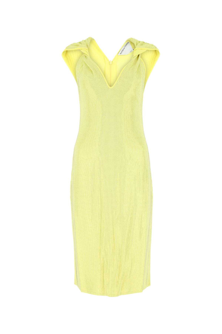 Bottega Veneta Women Embellished Stretch Viscose Blend Dress In Yellow