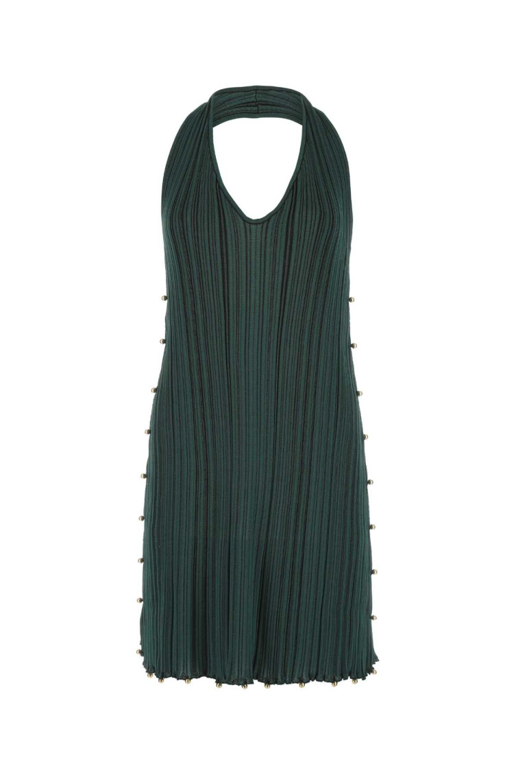 Bottega Veneta Women Bottle Green Polyester Blend Mini Dress In Green