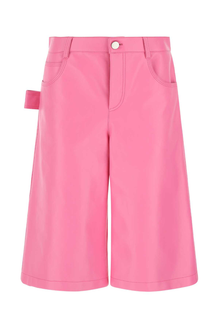 Shop Bottega Veneta Pink Leather Bermuda Shorts In Light Pink