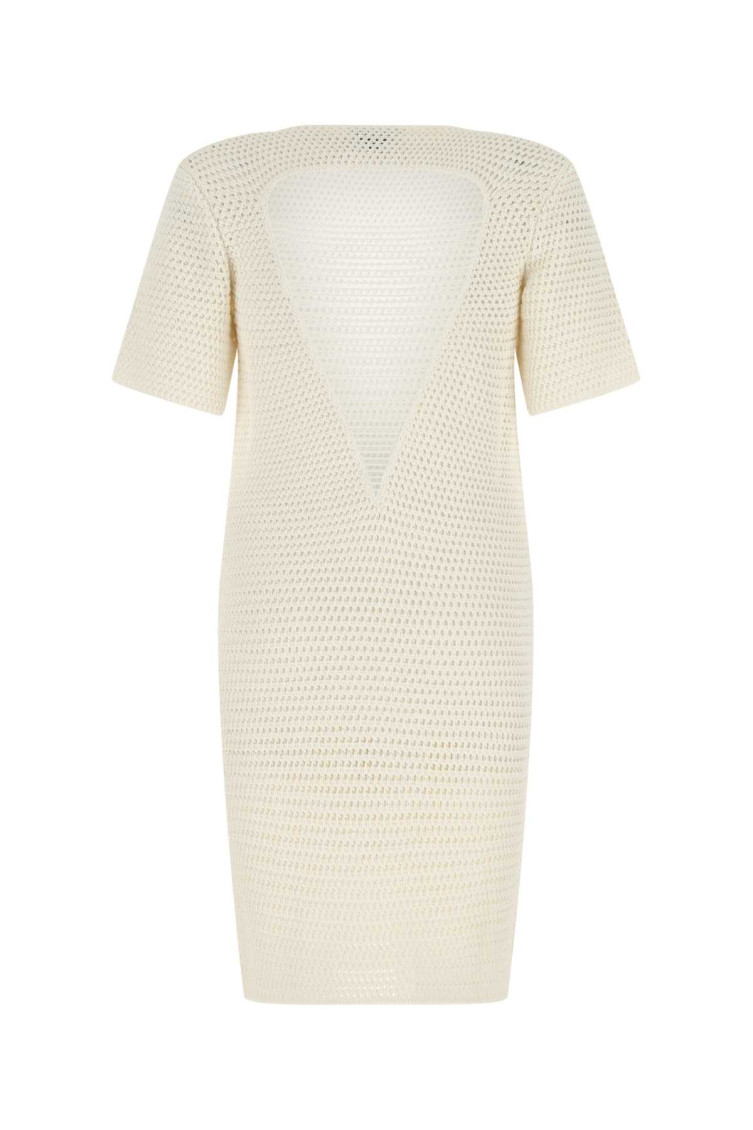 ワンピース BOTTEGA VENETA Crochet white dress Bottega Veneta Paper Mesh Crochet Dress With Pompom